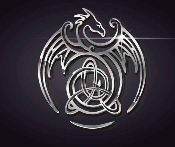 vektorgrafikus fém effektes, 3D figurás logo - homályos logo mintából manuálisan vektorizálva